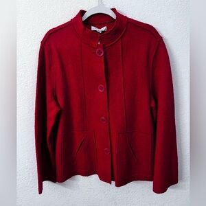 Coldwater Creek red wool blend sweater cardigan womens size large